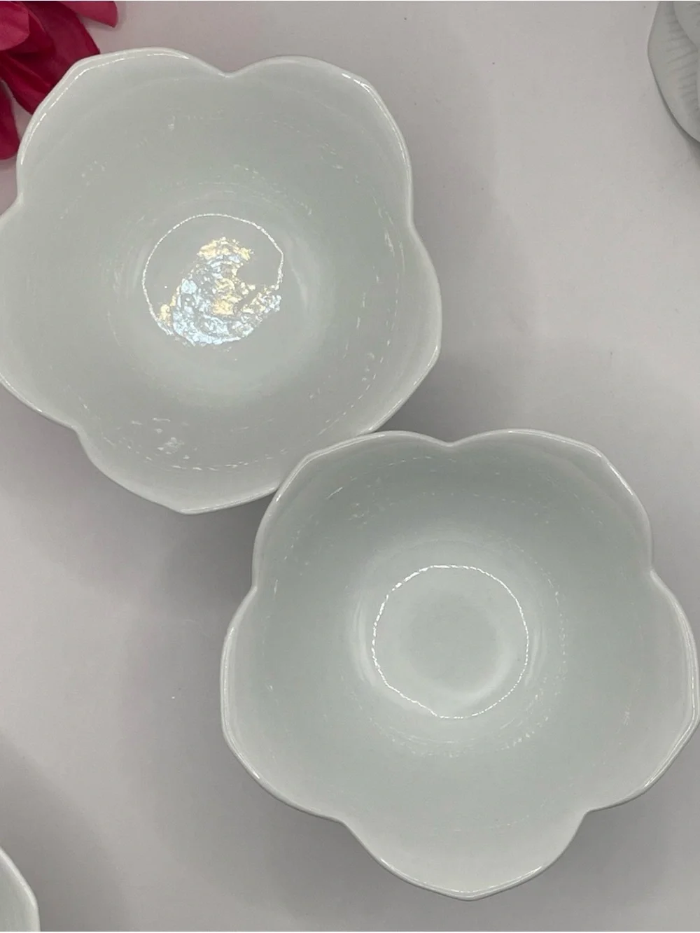 Vintage Pier 1 Imports White Porcelain Lotus Bowls Set Of 6
